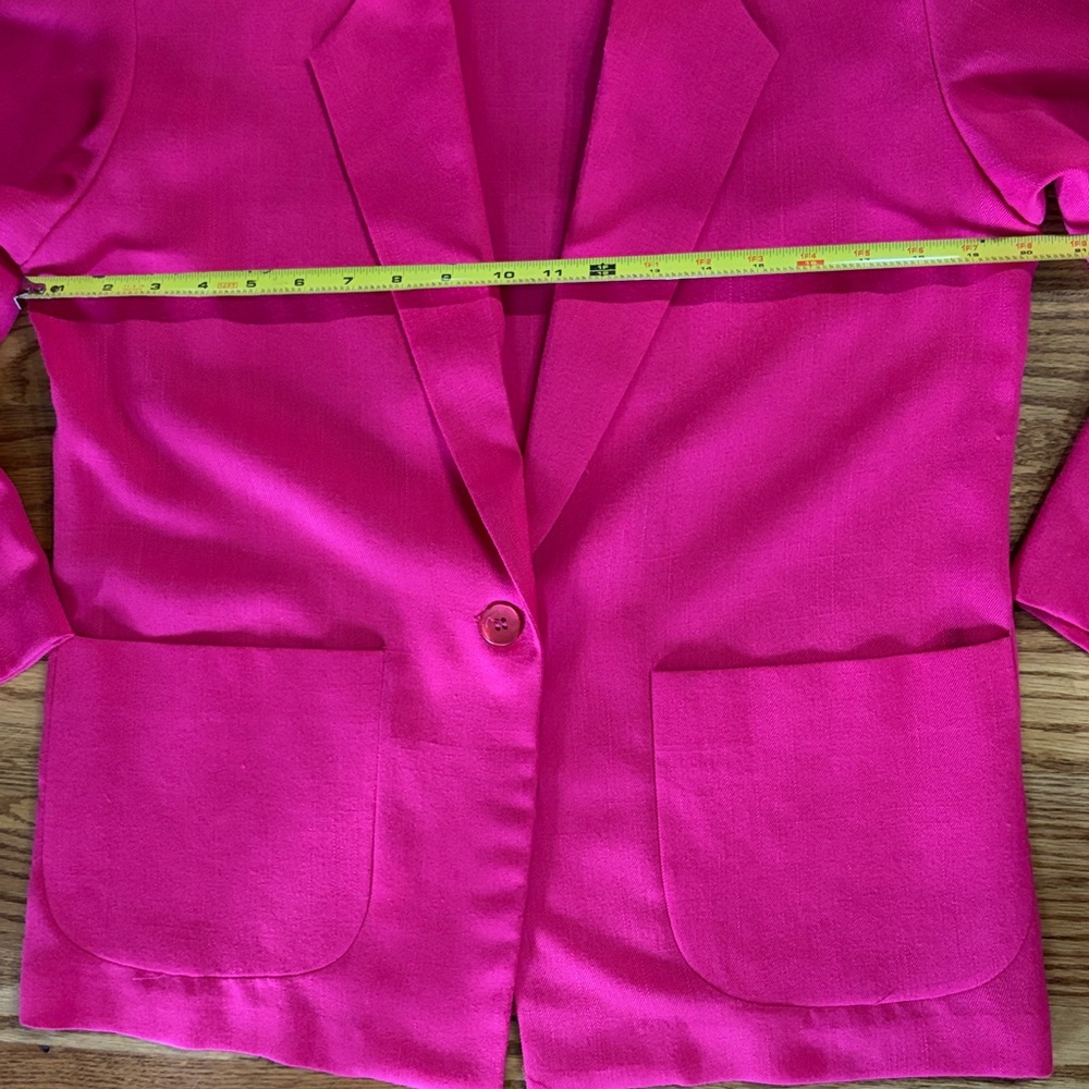 Women’s Fuchsia Lightweight Blazer Jacket - Brand Unknown Large Shoulder Pads - Picture 8 of 10